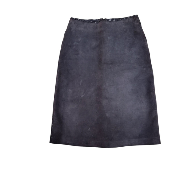 Michael Kors Vera Pelle Genuine Leather A-line Style Stitch Skirt Women's Size 6 - Picture 1 of 7